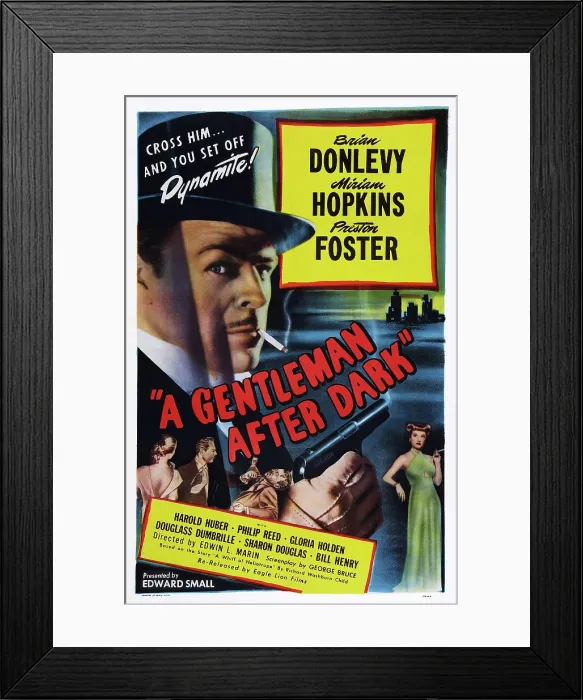 Framed Print : A GENTLEMAN AFTER DARK, US poster art, top: Brian Donlevy; bottom right: Miriam Hopkins, 1942