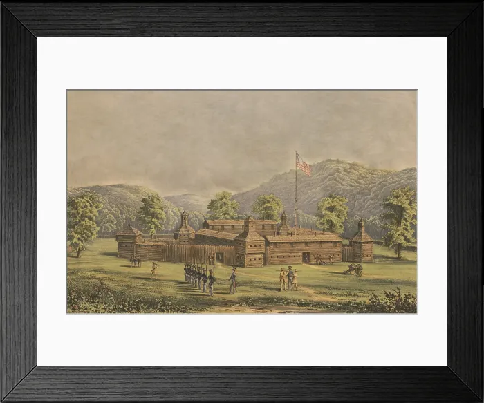 Framed Print : Fort Washington was erected in 1790 in the Northwest Territory. 1857 print shows the stockade fortified with blockhouses, which was built under the command of Gen