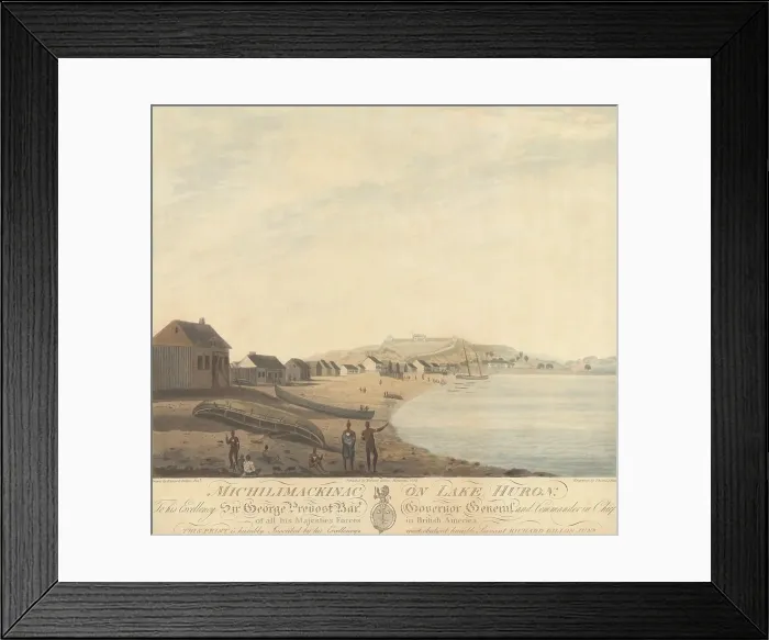 Framed Print : MICHILIMACKINAC, ON LAKE HURON, by Richard Dillon & Thomas Hall, 1813, British engraving