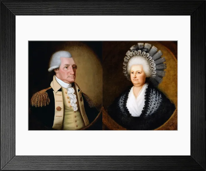 Framed Print : This pair of portraits of George and Martha Washington by Edward Savage were commissioned by Vice President John Adams in 1790 (BSLOC_2019_5_11) Framed Print : This pair of portraits of George and Martha Washington by Edward Savage were commissioned by Vice President John Adams in 1790 (BSLOC_2019_5_11)