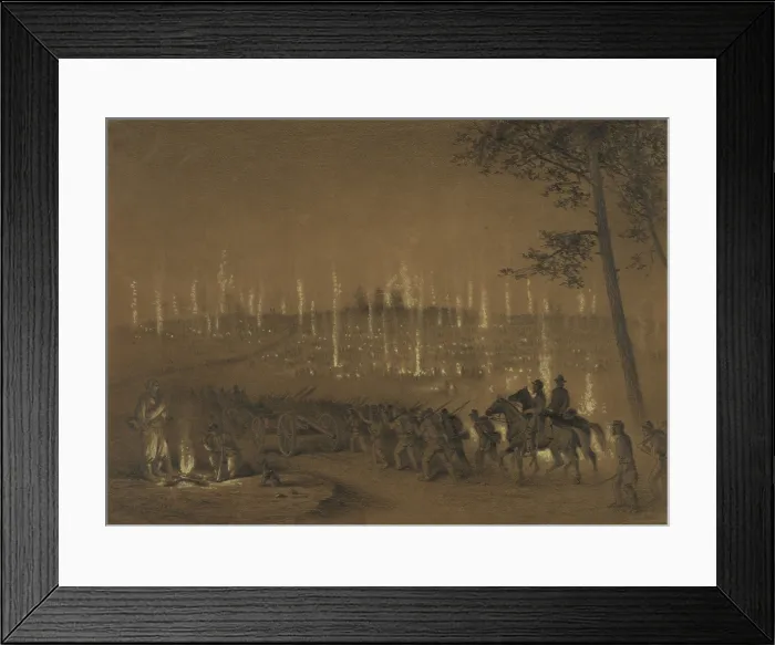 Framed Print : GOING INTO BIVOUAC AT NIGHT, by Edwin Forbes, c. 1876. US Civil War, 1861-1865