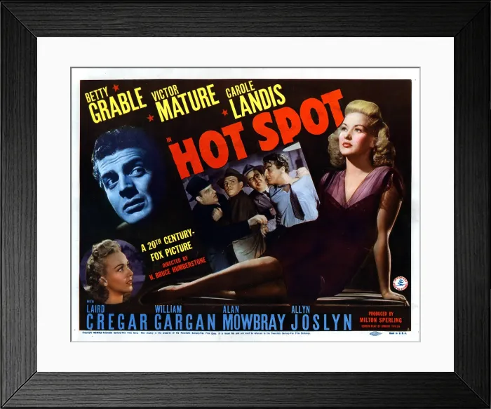 Framed Print : I WAKE UP SCREAMING, (aka HOT SPOT), from left: Carole Landis, Victor Mature, Betty Grable on poster art, 1941, TM and Copyright 20th Century Fox Film Corp