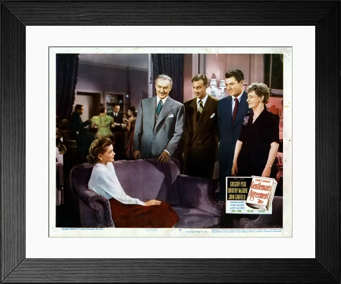 Framed Print : GENTLEMAN'S AGREEMENT, from left, Dorothy McGuire, Albert Dekker, John Newland, Gregory Peck, Kathleen Lockhart, 1947, 20th Century Fox Framed Print : GENTLEMAN'S AGREEMENT, from left, Dorothy McGuire, Albert Dekker, John Newland, Gregory Peck, Kathleen Lockhart, 1947, 20th Century Fox