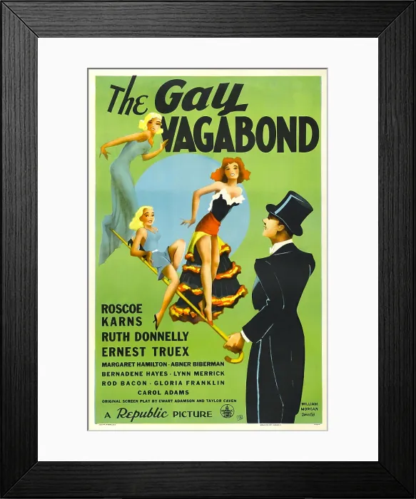 Framed Print : THE GAY VAGABOND, poster art, 1941
