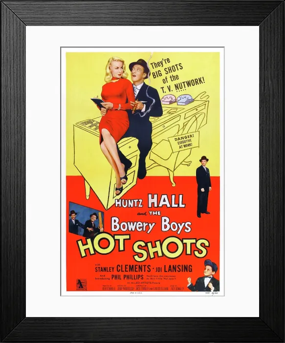 Framed Print : HOT SHOTS, top l-r: Joi Lansing, Huntz, Hall, center right: Huntz Hall, bottom l-r: Stanley Clments, Huntz Hall, Philip Phillips on poster art, 1956 Framed Print : HOT SHOTS, top l-r: Joi Lansing, Huntz, Hall, center right: Huntz Hall, bottom l-r: Stanley Clments, Huntz Hall, Philip Phillips on poster art, 1956