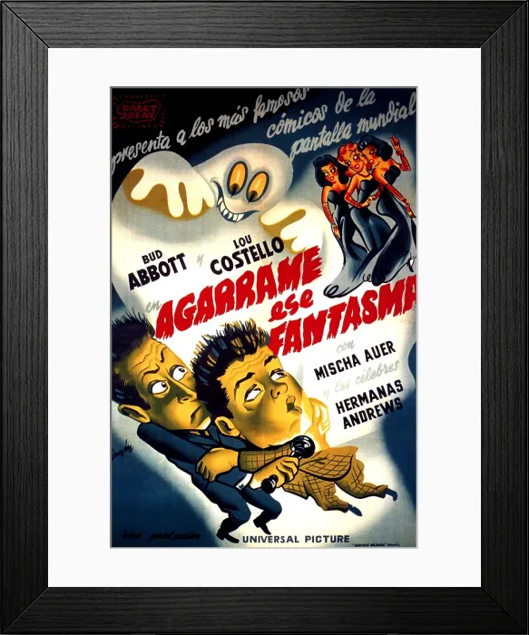 Framed Print : HOLD THAT GHOST, (aka EN AGARRAME ESE FANTASMA, the title in Spanish), bottom left, from left: Bud Abbott, Lou Costello; upper right: The Andrews Sisters (Patty Andrews)