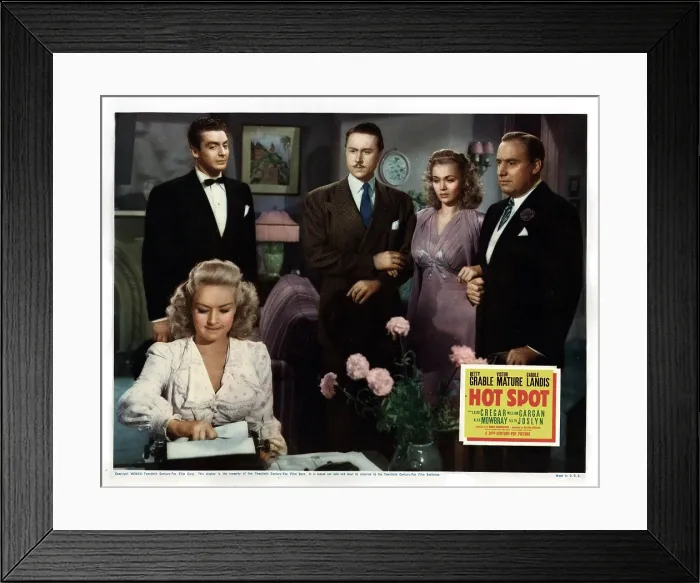 Framed Print : I WAKE UP SCREAMING, (aka HOT SPOT), Victor Mature, Betty Grable, Allyn Joslyn, Carole Landis, Alan Mowbray, 1941, TM & Copyright (c) 20th Century Fox Film Corp