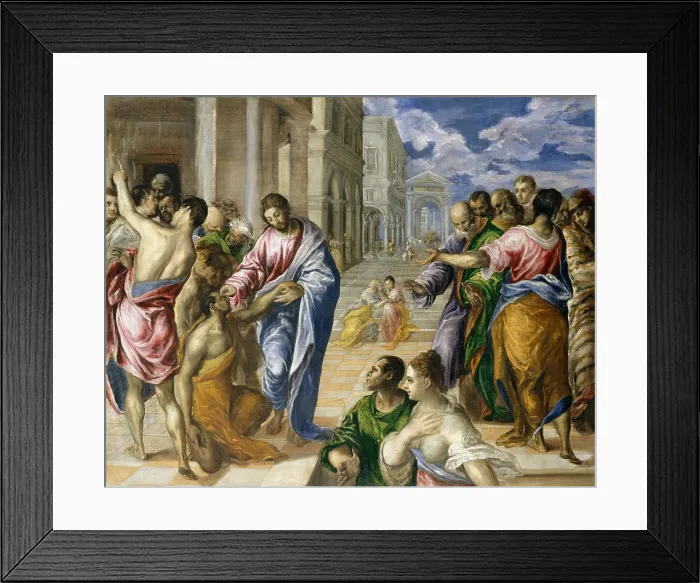 Framed Print : CHRIST HEALING THE BLIND, by El Greco, 1570, Spanish painting, oil on canvas