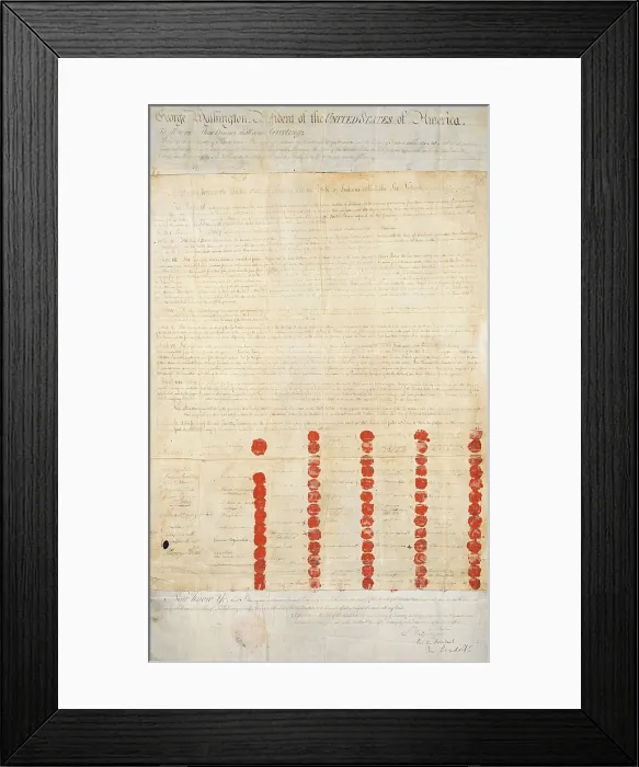 Framed Print : Treaty of Konondaiqua (Canandaigua), between the United States and the Tribes of Indians Called the Six Nations at Konondaiqua, New York, was signed on Nov. 11, 1794