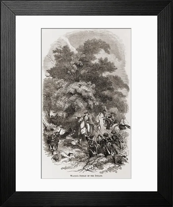 Framed Print : Anthony Wayne's army defeats the Indians of the Western Confederacy, at the Battle of Fallen Timbers, near Toledo, Ohio, August 20, 1794