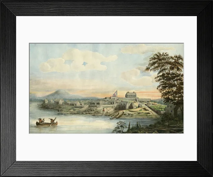Framed Print : A VIEW OF THE POST OF ST. JOSEPH AT THE HEAD OF LAKE HURON, by Edward Walsh, July 12, 1804. Lt