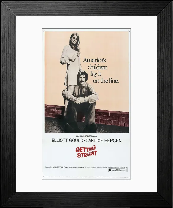 Framed Print : GETTING STRAIGHT, US poster, from left: Candice Bergen, Elliott Gould, 1970 Framed Print : GETTING STRAIGHT, US poster, from left: Candice Bergen, Elliott Gould, 1970