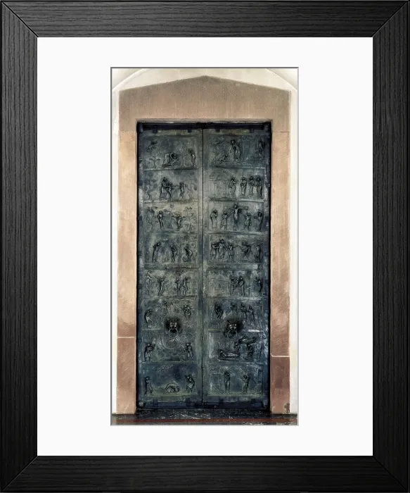 Framed Print : The Bernward Doors. 1015. GERMANY. Hildesheim. Cathedral of St. Mary. Decorated with the Biblical Scenes of Creation and Redemption. Ottonian art. Relief Framed Print : The Bernward Doors. 1015. GERMANY. Hildesheim. Cathedral of St. Mary. Decorated with the Biblical Scenes of Creation and Redemption. Ottonian art. Relief