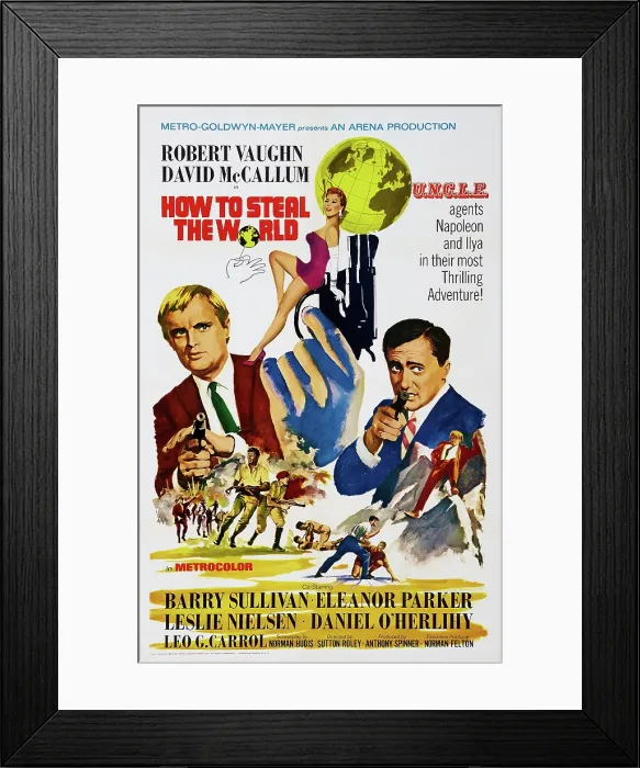 Framed Print : HOW TO STEAL THE WORLD, US poster art, top left: David McCallum; top right: Robert Vaughn, 1968