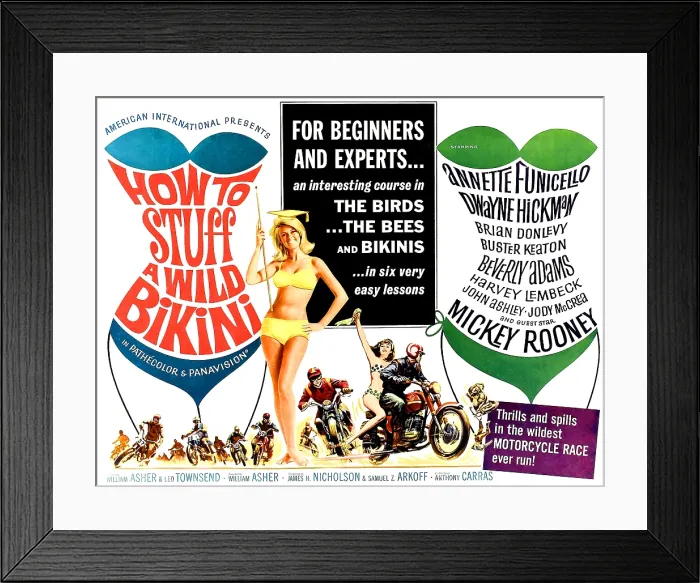 Framed Print : HOW TO STUFF A WILD BIKINI, half-sheet poster, 1965 Framed Print : HOW TO STUFF A WILD BIKINI, half-sheet poster, 1965