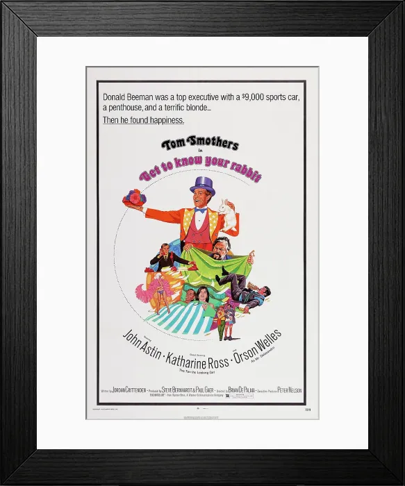 Framed Print : GET TO KNOW YOUR RABBIT, US poster art, center: Tom Smothers, 1972 Framed Print : GET TO KNOW YOUR RABBIT, US poster art, center: Tom Smothers, 1972