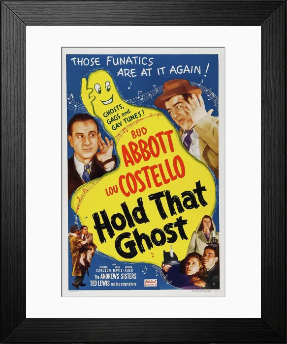 Framed Print : HOLD THAT GHOST, top l-r: Bud Abbott, Lou Costello, bottom l-r: Bud Abbott, Lou Costello, Evelyn Ankers, Richard Carlson, Joan Davis on poster art, 1941