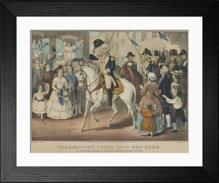 Framed Print : American Revolution. Evacuation Day and Washington's Triumphal Entry in New York City, Nov. 25, 1783