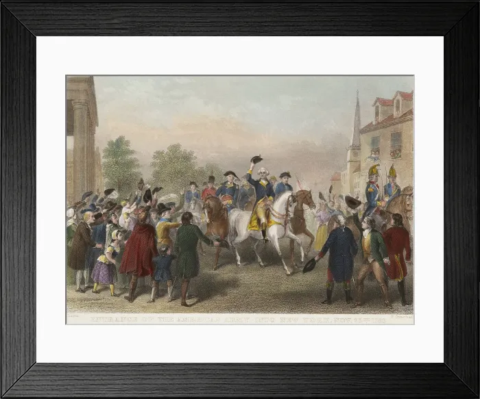 Framed Print : American Revolution. Evacuation Day and Washington's Triumphal Entry in New York City, Nov. 25, 1783