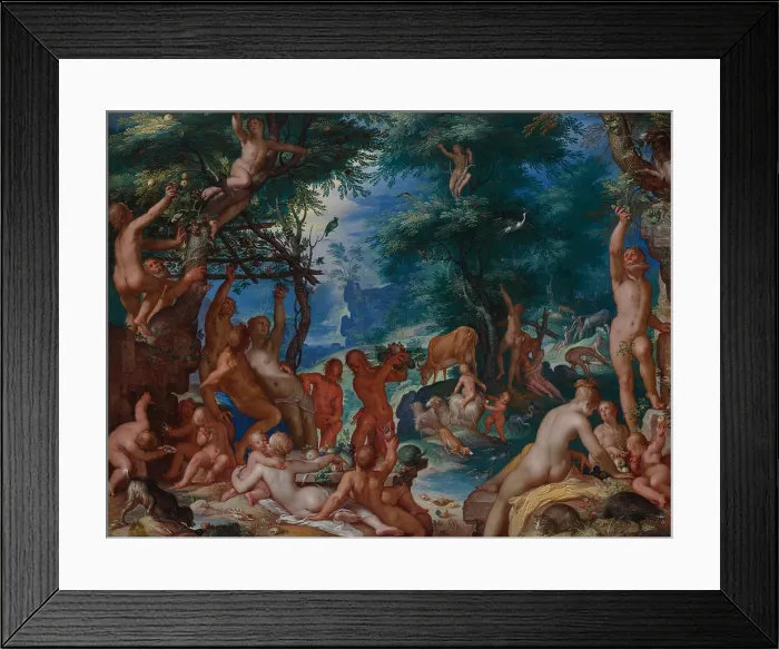 Framed Print : THE GOLDEN AGE, by Joachim Wtewael, 1605, Dutch painting, oil on copper