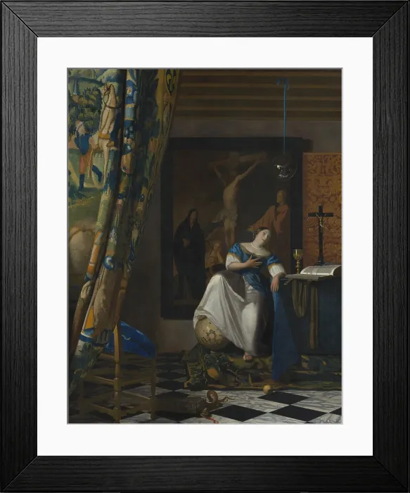 Framed Print : ALLEGORY OF THE CATHOLIC FAITH, by Johannes Vermeer, 1670-72, Dutch painting, oil on canvas Framed Print : ALLEGORY OF THE CATHOLIC FAITH, by Johannes Vermeer, 1670-72, Dutch painting, oil on canvas