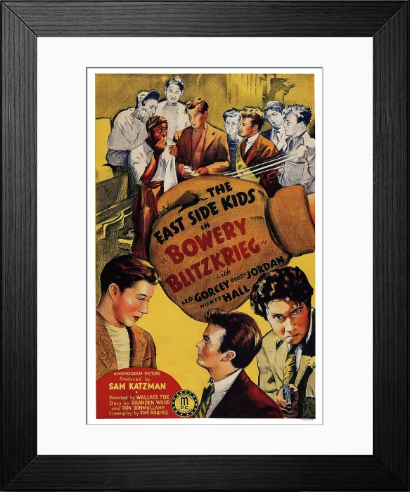 Framed Print : BOWERY BLITZKRIEG, US poster art, bottom from left: Huntz Hall, Leo Gorcey, Bobby Stone, 1941