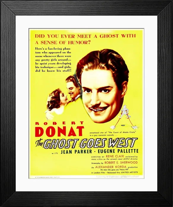 Framed Print : THE GHOST GOES WEST, from left: Jean Parker, Robert Donat on window card, 1935