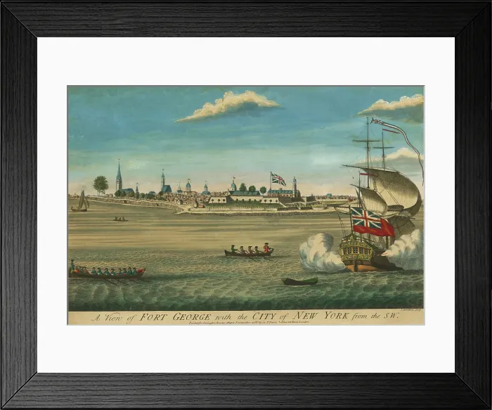 Framed Print : A VIEW OF FORT GEORGE WITH THE CITY OF NEW YORK FROM THE SOUTHWEST, engraved by John Carwitham in 1736 Framed Print : A VIEW OF FORT GEORGE WITH THE CITY OF NEW YORK FROM THE SOUTHWEST, engraved by John Carwitham in 1736