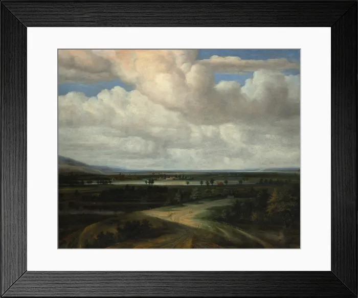Framed Print : A PANORAMIC LANDSCAPE WITH A COUNTRY ESTATE, by Philips Koninck, 1649, Dutch painting, oil on canvas