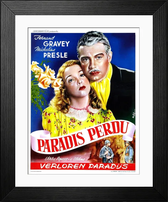 Framed Print : FOUR FLIGHTS TO LOVE, (aka PARADIS PERDU), Fernand Gravey, Micheline Presle, French poster, 1940 Framed Print : FOUR FLIGHTS TO LOVE, (aka PARADIS PERDU), Fernand Gravey, Micheline Presle, French poster, 1940