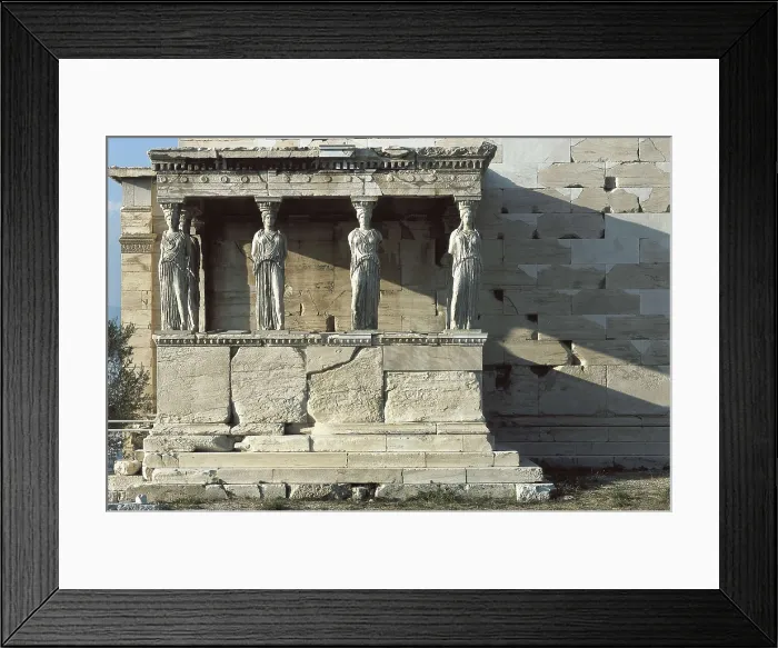 Framed Print : Erechtheion. 421 -414 BC. GREECE. Athens. Acropolis. Erechtheum or Erecththeion. Porch of the Caryatids. Classical Greek art. Architecture Framed Print : Erechtheion. 421 -414 BC. GREECE. Athens. Acropolis. Erechtheum or Erecththeion. Porch of the Caryatids. Classical Greek art. Architecture