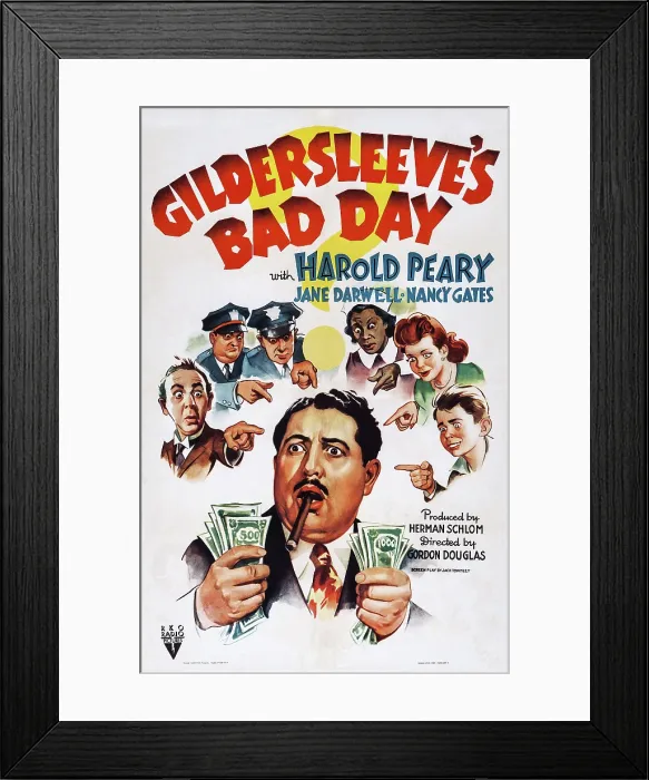 Framed Print : GILDERSLEEVE'S BAD DAY, US poster art, left: Charles Arnt; center: Harold Peary; third from right: Lillian Randolph; right: Freddie Mercer, 1943