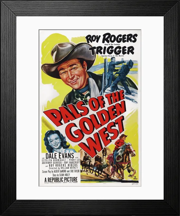 Framed Print : PALS OF THE GOLDEN WEST, US poster art, top left: Roy Rogers; bottom left: Dale Evans, 1951 Framed Print : PALS OF THE GOLDEN WEST, US poster art, top left: Roy Rogers; bottom left: Dale Evans, 1951