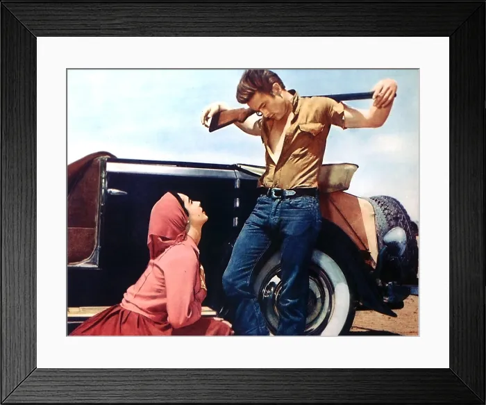 Framed Print : GIANT, from left: Elizabeth Taylor, James Dean, 1956 Framed Print : GIANT, from left: Elizabeth Taylor, James Dean, 1956