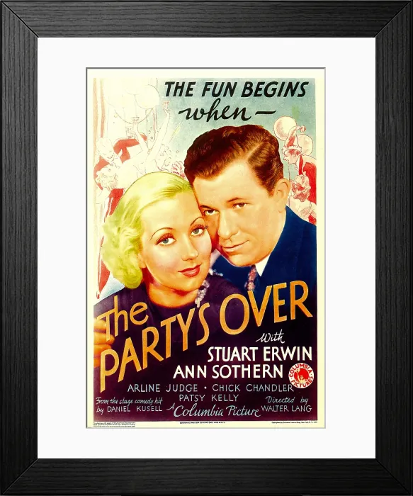 Framed Print : THE PARTY'S OVER, from left: Ann Sothern, Stuart Erwin on midget window card, 1934