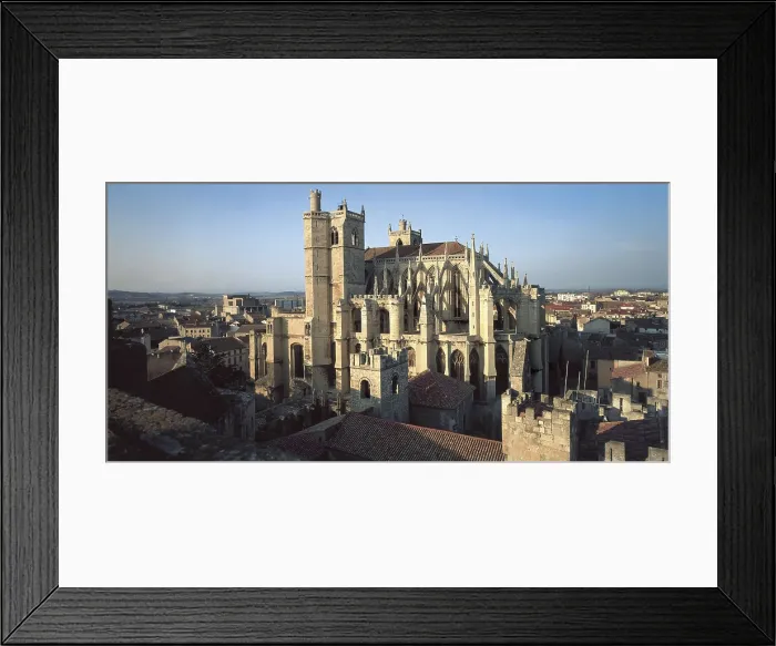 Framed Print : FRANCE. LANGUEDOC-ROUSSILLON. AUDE. Narbonne. View of the old town and the gothic cathedral of Saint Just (13th c.). AISA / Everett Collection**US SALES ONLY**