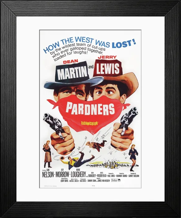 Framed Print : PARDNERS, poster art, top from left: Dean Martin, Jerry Lewis, botton from left: Lori Nelson, Jackie Loughery, 1956