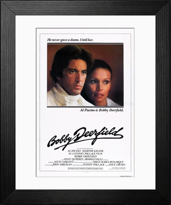 Framed Print : BOBBY DEERFIELD, US poster, from left: Al Pacino, Marthe Keller, 1977 Framed Print : BOBBY DEERFIELD, US poster, from left: Al Pacino, Marthe Keller, 1977