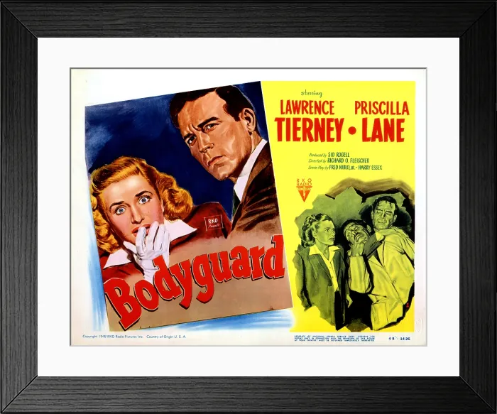 Framed Print : BODYGUARD, left from left: Priscilla Lane, Lawrence Tierney, Priscilla Lane (right left), Lawrence Tierney (right right), 1948