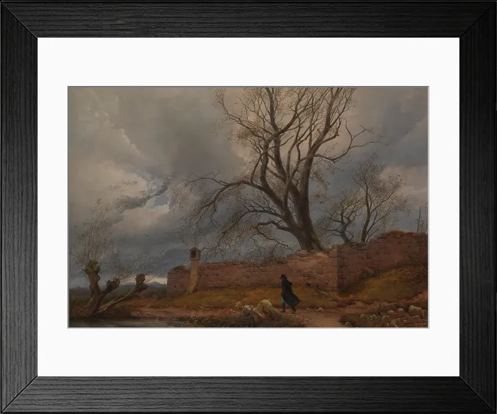 Framed Print : WANDERER IN THE STORM, by Julius von Leypold, 1835, German painting, oil on canvas Framed Print : WANDERER IN THE STORM, by Julius von Leypold, 1835, German painting, oil on canvas