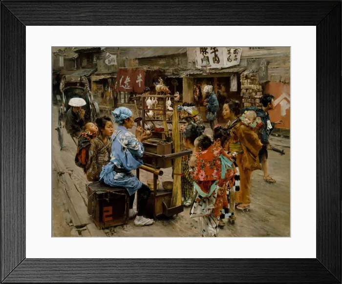 Framed Print : THE AMEYA, by Robert Frederick Blum, 1890-92, American painting, oil on canvas. Ameya is a Japanese candy-seller Framed Print : THE AMEYA, by Robert Frederick Blum, 1890-92, American painting, oil on canvas. Ameya is a Japanese candy-seller