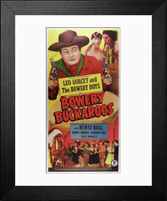 Framed Print : BOWERY BUCKAROOS, US poster, from left: Leo Gorcey, Huntz Hall, Iron Eyes Cody, 1947
