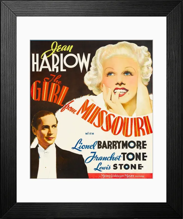 Framed Print : GIRL FROM MISSOURI, from left: Franchot Tone, Jean Harlow on window card, 1934 Framed Print : GIRL FROM MISSOURI, from left: Franchot Tone, Jean Harlow on window card, 1934