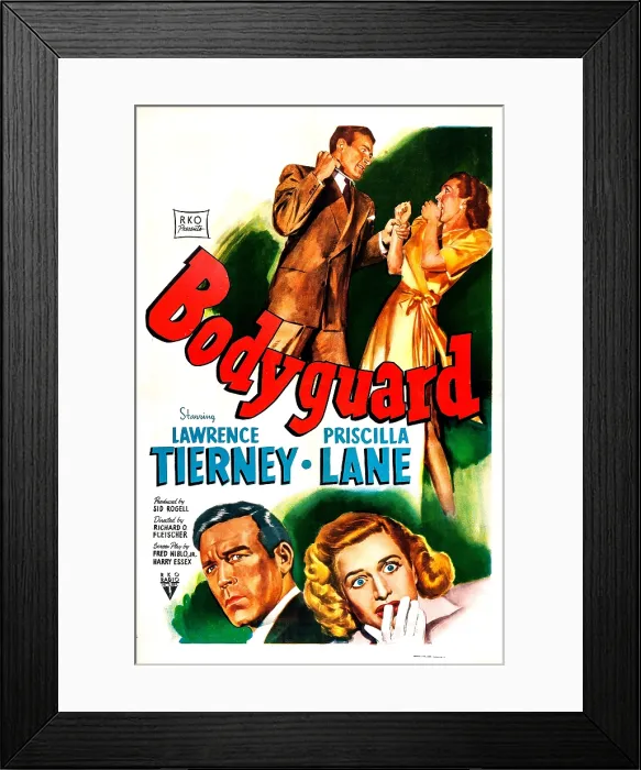 Framed Print : BODYGUARD, US poster, Lawrence Tierney, Priscilla Lane, 1948