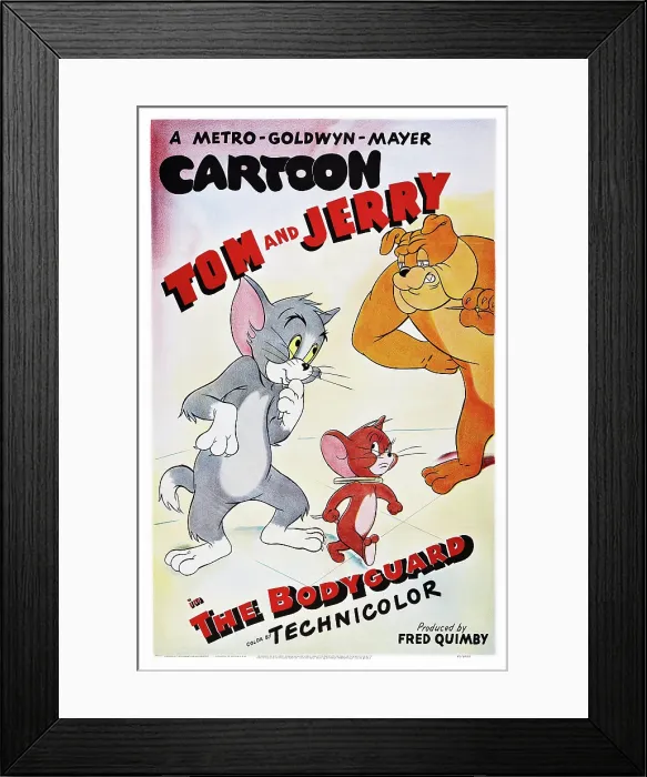 Framed Print : THE BODYGUARD, US poster art, Tom and Jerry (left and center), 1944