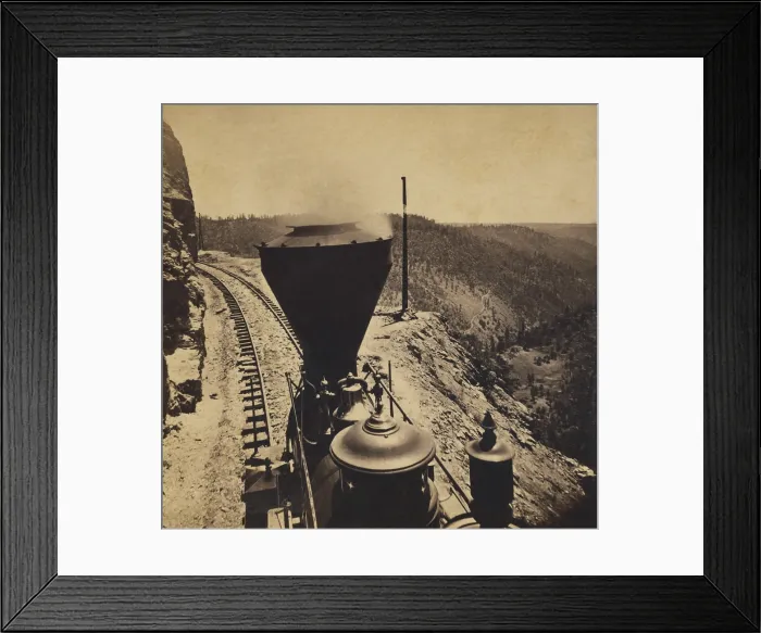 Framed Print : Rounding Cape Horn, in California, ca. 1866-69, by Alfred A. Hart. The photographer, took this photo from atop a steam engine Framed Print : Rounding Cape Horn, in California, ca. 1866-69, by Alfred A. Hart. The photographer, took this photo from atop a steam engine