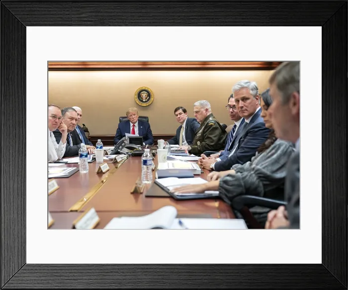 Framed Print : President Donald Trump meets with senior White House advisors, Jan