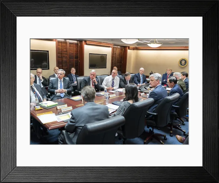 Framed Print : President Donald Trump meets with senior White House advisors, Jan Framed Print : President Donald Trump meets with senior White House advisors, Jan