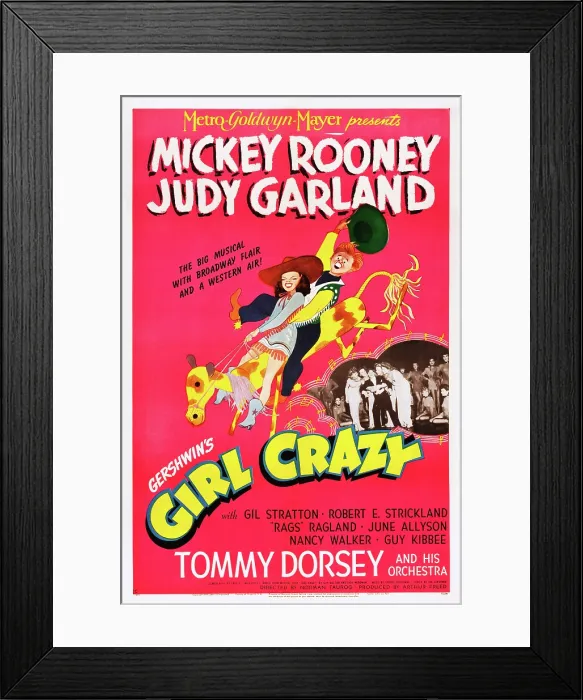 Framed Print : GIRL CRAZY, US poster art, from left: Judy Garland, Mickey Rooney, 1943