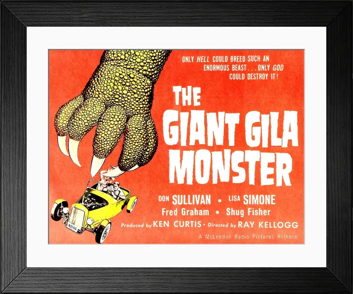 Framed Print : THE GIANT GILA MONSTER, half-sheet poster art, 1959